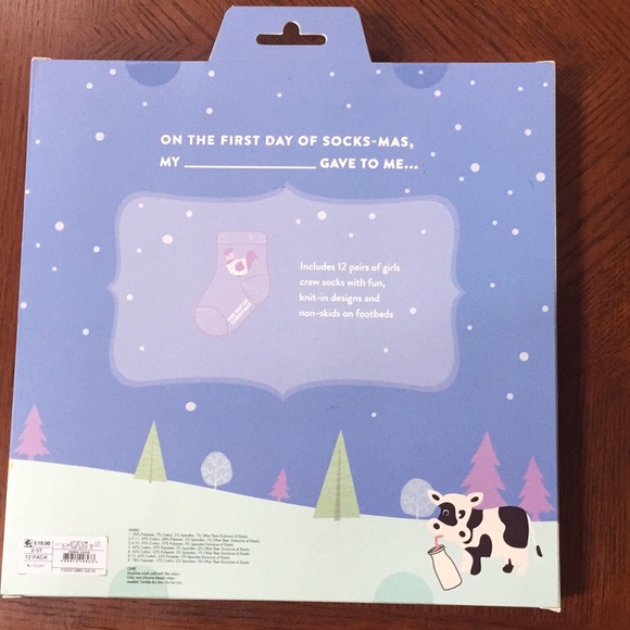 12 Days Of Socks Advent Calendar Girls Crew 2T-5T - Picture 2 of 6